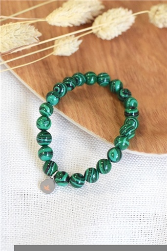 [3660341698099] Bracelet Malachite Reconstituée Perles Rondes 8 mm