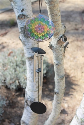 [3660341698266] Carillon à vent Attrape-soleil Fleur de vie 46 cm