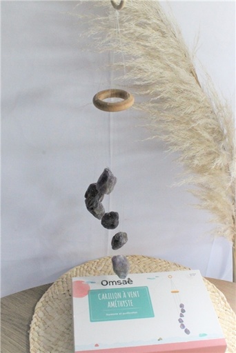 [3660341699034] Carillon à vent Pierre brute Améthyste