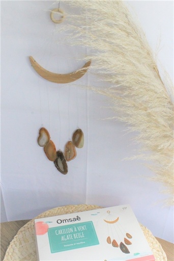 [3660341699065] Carillon à vent Tranches d'Agate Beige