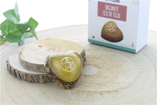 [3660341699300] Coeur Orgonite Oeil de Tigre Pentacle