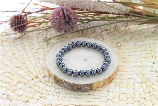 [3660341700228] Bracelet Hématite Perles rondes 8 mm