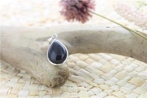 [3660341700488] Pendentif Obsidienne Noire Argent 925 Forme goutte Petit modèle