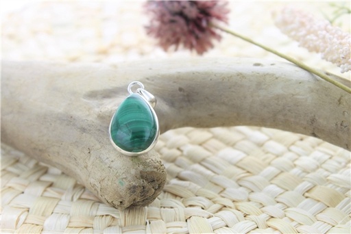 [3660341700495] Pendentif Malachite Argent 925 Forme goutte Petit modèle