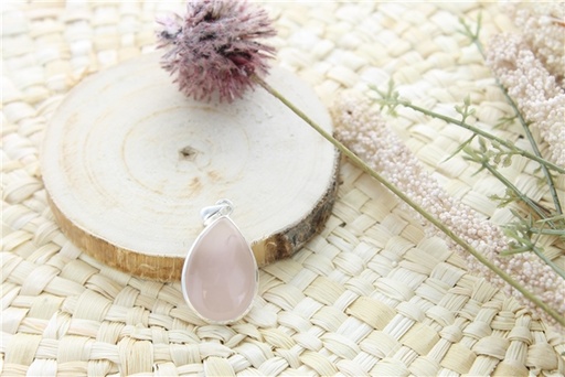 [3660341700556] Pendentif Quartz Rose Argent 925 Forme goutte Grand modèle