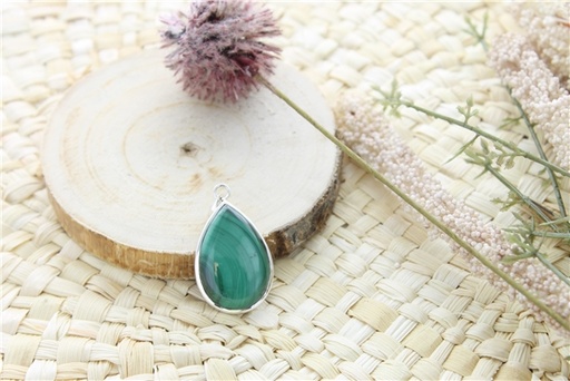[3660341700587] Pendentif Malachite Argent 925 Forme goutte Grand modèle
