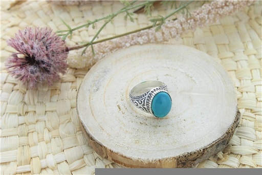 [3660341700716] Bague Turquoise Argent 925 Ronde T61