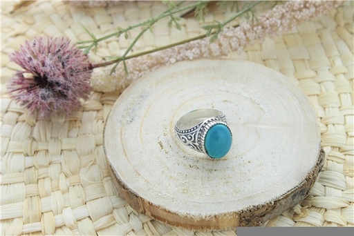 [3660341700730] Bague Turquoise Argent 925 Ronde T64