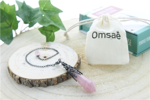 [3660341700921] Pendule Pointe Quartz Rose et Métal argenté vieilli Design Witch