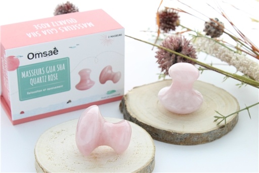 [3660341704141] Coffret Masseurs Gua Sha en Quartz Rose Assortiment de 2
