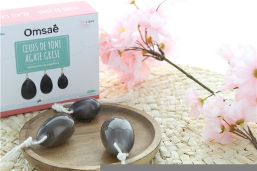 [3660341704189] Coffret Oeufs de Yoni en Agate Grise Assortiment de 3