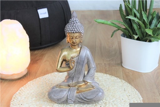 [3660341704325] Statuette Bouddha Shunya Mudra en Résine Grise 27 cm