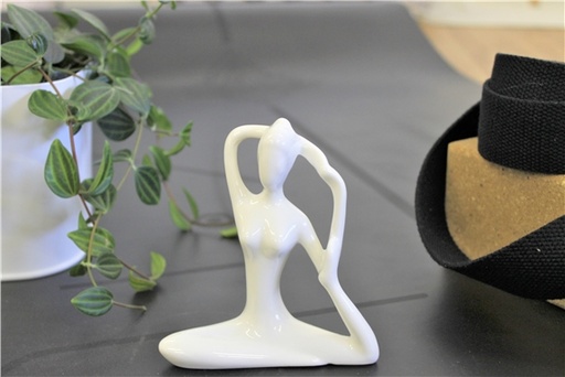 [3660341704516] Statuette en Porcelaine Posture de la Sirène Blanc brillant 10 cm