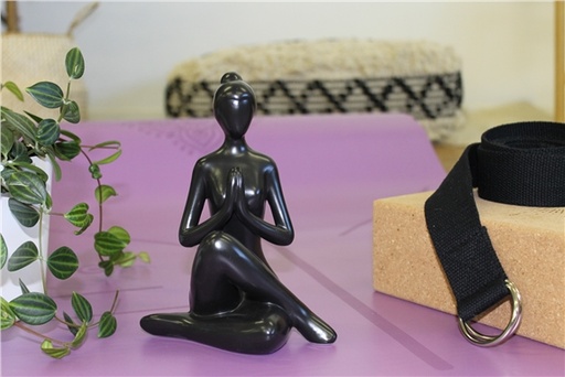 [3660341704554] Statuette en Porcelaine Posture du Gardien Noir mat 17 cm