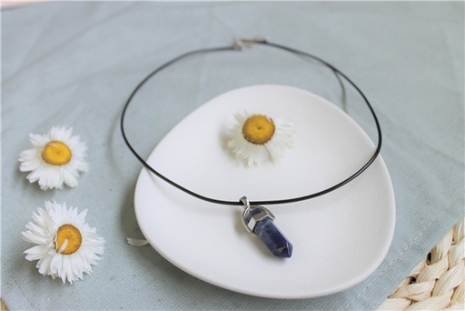 [3660341711828] Collier Sodalite Pointe Cordon noir