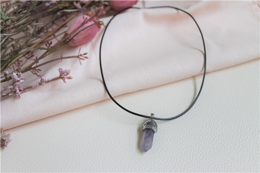 [3660341711842] Collier Améthyste Pointe Cordon noir