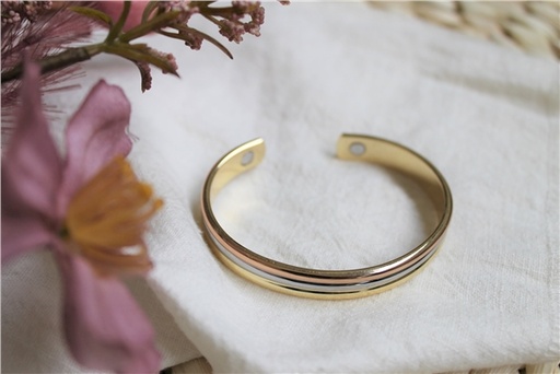 [3660341711941] Bracelet cuivre avec Aimants Jonc arrondi 3 métaux