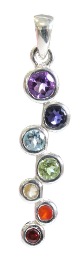 [3660384584854] Pendentif Pierres des Chakras Argent 925 Bâton irrégulier