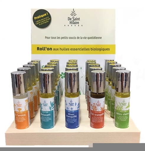 [3760098414451] Présentoir 25 Roll-on aux Huiles Essentielles Bio