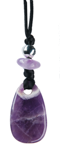 [4034113011499] Collier Améthyste Perle métallique Cordon noir