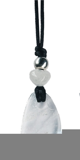 [4034113011512] Collier Cristal de Roche Perle métallique Cordon noir