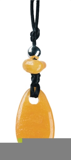 [4034113011543] Collier Calcite Orange Perle métallique Cordon noir