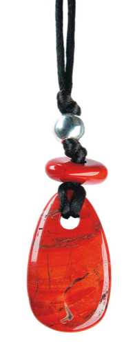[4034113011598] Collier Jaspe Rouge Perle métallique Cordon noir