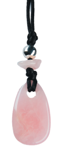 [4034113011635] Collier Quartz Rose Perle métallique Cordon noir