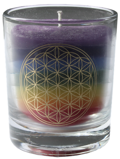 [4041678011116] Bougie Chakras 7 Couleurs - Fleur de Vie