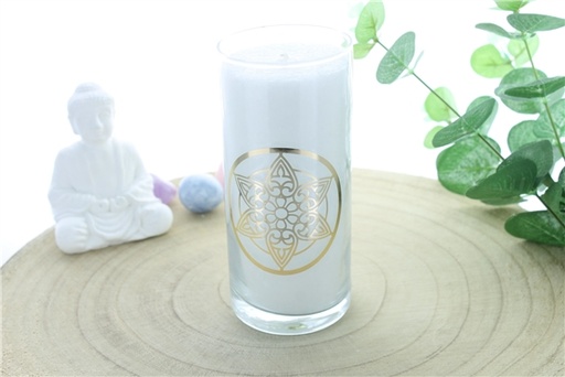 [4041678011789] Bougie en Cire végétale Blanche Mandala