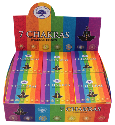 [8902276107938] Encens Green Tree 7 Chakras Cônes - 15 grs