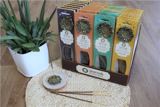 [8903833913153] Présentoir 4 x 8  Encens Bâton Ayurvéda 25 g