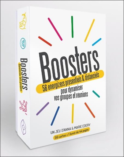 [9782491869106] Boosters - 56 energizers présentiels & distanciels pour dynamiser vos groupes et réunions - Coffret
