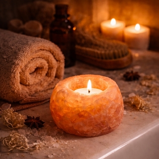 Bougeoir en Cristal de Sel Himalaya Rock 500g — bougie / bougeoir déco zen