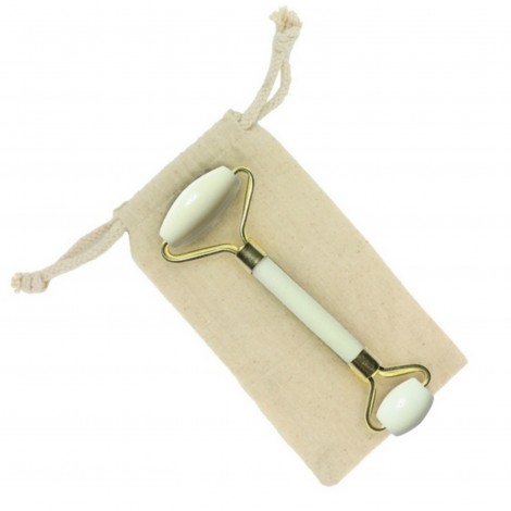 [3700643505913] 1 Masseur Visage en Pierre de Jade - Blanc + Housse 