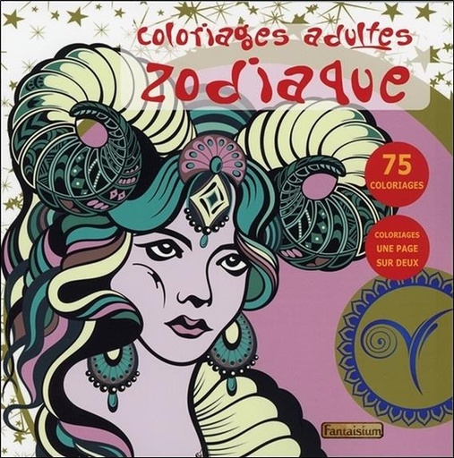 Couverture du livre Coloriages adultes Zodiaque - 75 coloriages de Bimdeedee