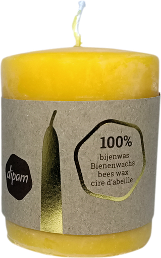 [8716726000461] Bougie pilier 100% pure cire d'abeille diam 6.8 x 9 cm Dipam