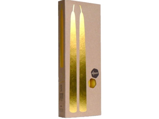 [8716726001260] Bougie longue 100% pure cire d'abeille (lot de 4) diam 2,2 x 25 cm Dipam