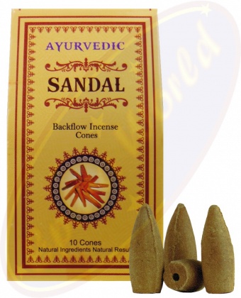[8906038342360] Cones d'encens à refoulement ayurvédique bois de santal 30g