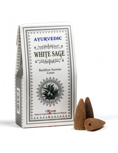 [8906038342384] Cones d'encens à refoulement ayurvédique sauge blanche 30g