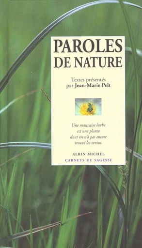 Couverture du livre Paroles de nature de Jean-Marie Pelt