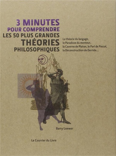 Couverture du livre 3 minutes pour comprendre ; les 50 plus grandes théories philosophiques ; la théorie du langage, le Paradoxe du menteur, la Caverne de Platon, le Pari de Pascal, la Déconstruction de Derrida... de Barry Loewer