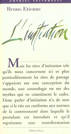 Couverture du livre L'initiation de Bruno Étienne