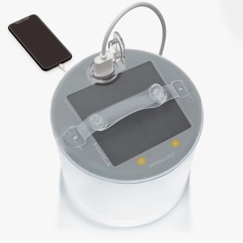 [ATMPLU1033-001] Lampe solaire puissante, gonflable et étanche - Batterie intégrée avec charge mobile - 15,2cm - 360 lumens