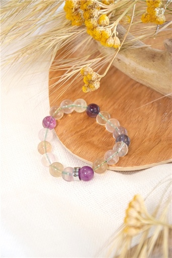 [3660341713938] Bracelet Fluorite Perles rondes 10 mm