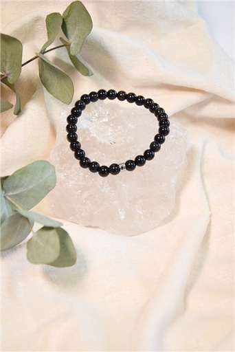 [3660341715086] Bracelet Obsidienne noire Perles Rondes 6 mm