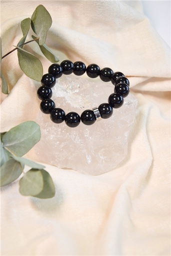 [3660341715109] Bracelet Obsidienne noire Perles Rondes 10 mm