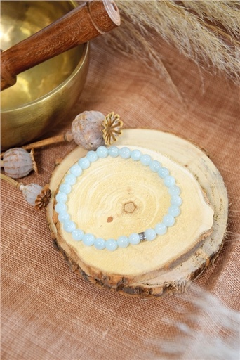 [3660341715130] Bracelet Aigue-Marine Perles Rondes 6 mm