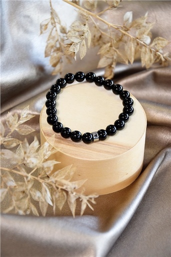 [3660341714270] Bracelet Onyx Perles rondes 8 mm