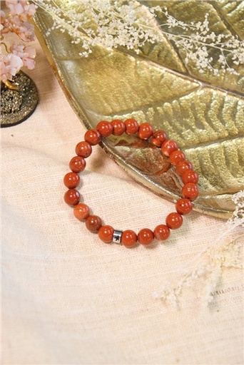 [3660341714317] Bracelet Jaspe Rouge Perles rondes 8 mm